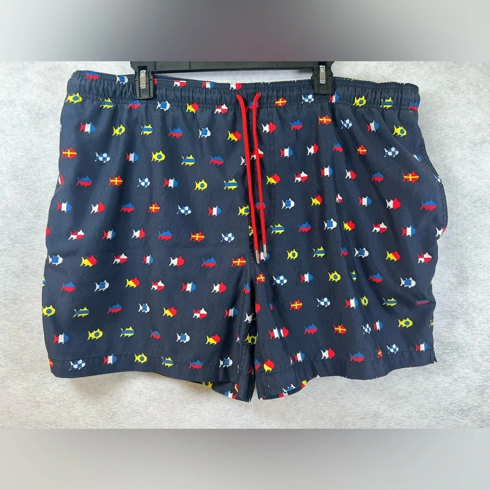 Nautical Flag Swim Trunk Yacht Blue by Southern Tide XXL 6 In Inseam H15‎